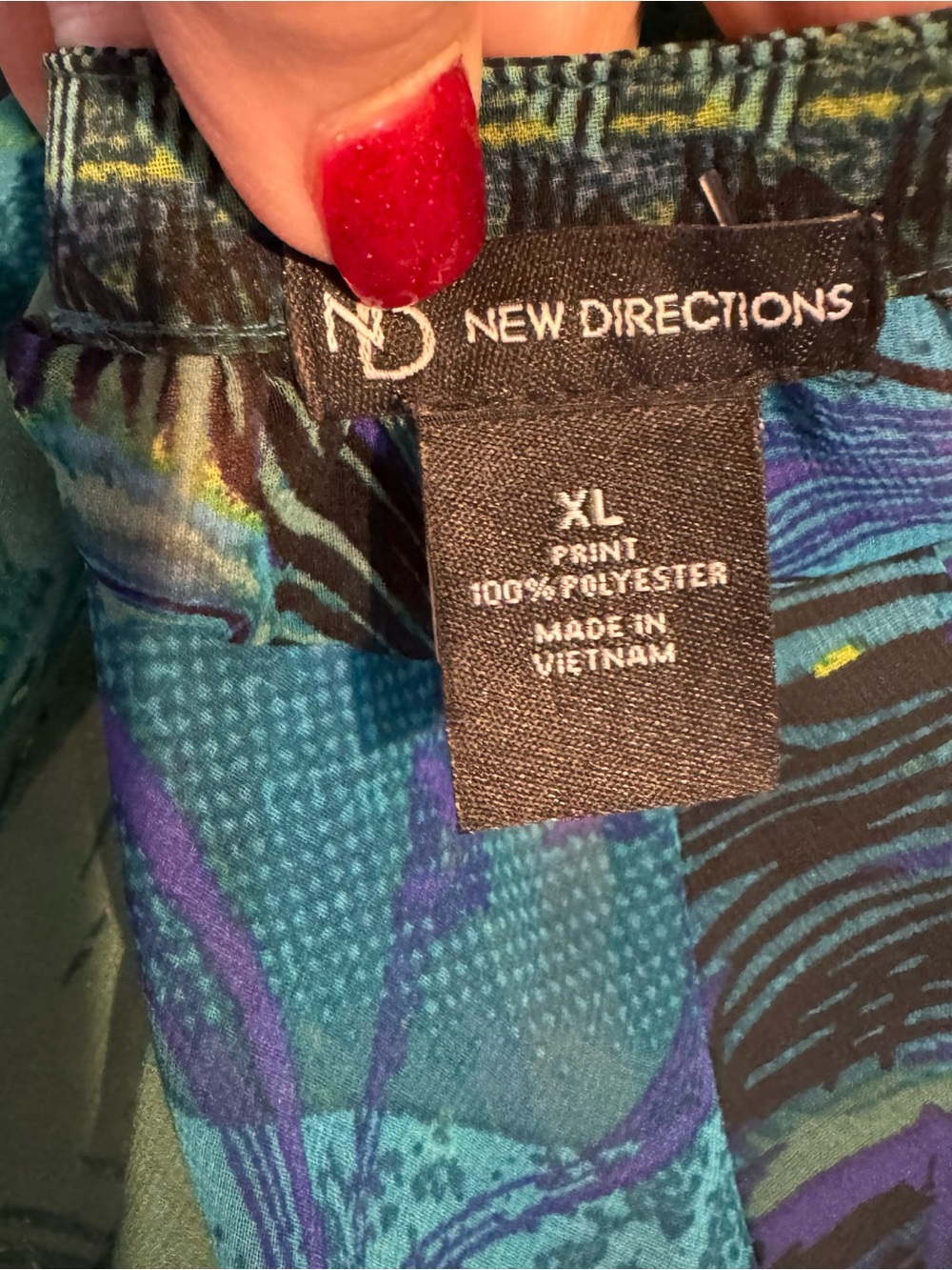Peacock Print Teal and Blue Peasant Blouse XLARGE   #K - Picture 9 of 9
